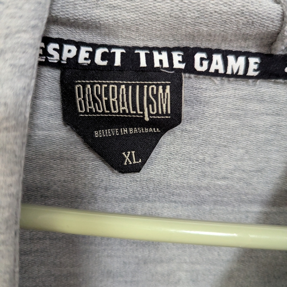 Basebalism Men's Flag Man Grey Black Dual Pocket Hoodie 1/4 Zip Size XL - Picture 3 of 7